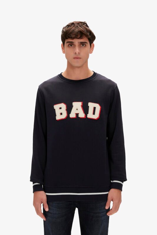 Bad Bear Felt Crewneck Erkek Lacivert Sweatshirt 23.02.12.013-C07 - 1