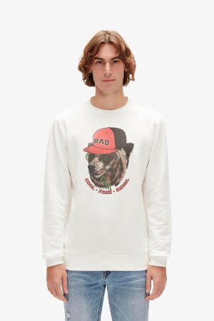 Bad Bear Rebel Crewneck Erkek Beyaz Sweatshirt 23.02.12.019-C04 - 1