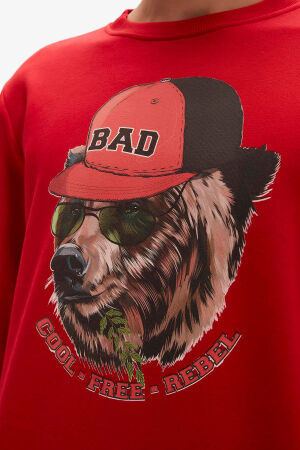 Bad Bear Rebel Crewneck Erkek Kırmızı Sweatshirt 23.02.12.019-C54 - 4