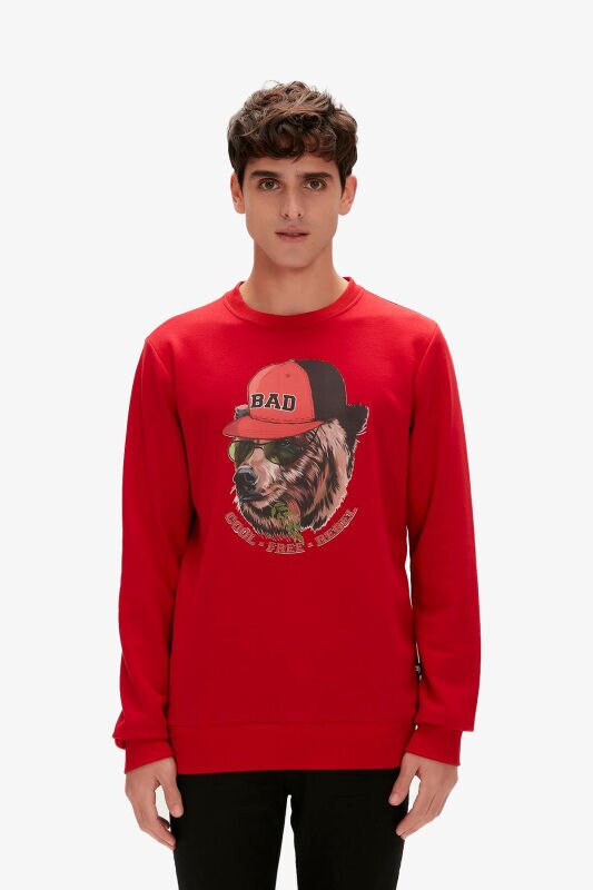 Bad Bear Rebel Crewneck Erkek Kırmızı Sweatshirt 23.02.12.019-C54 - 1
