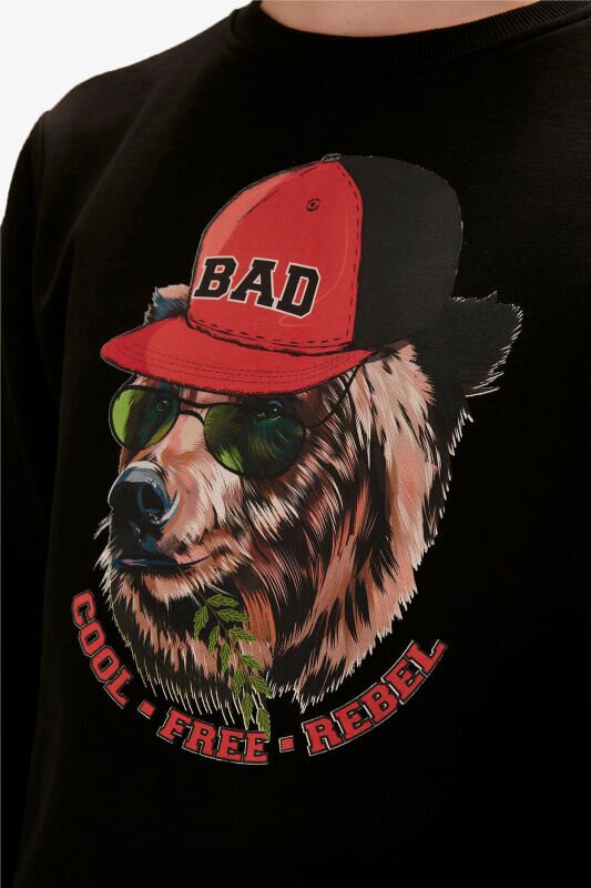 Bad Bear Rebel Crewneck Erkek Siyah Sweatshirt 23.02.12.019-C01 - 4