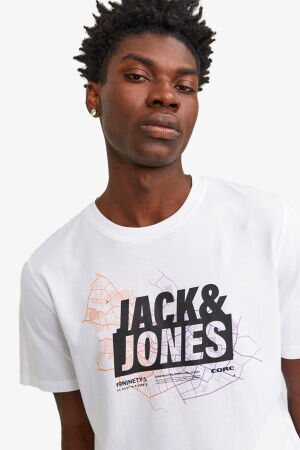 Jack & Jones Jcomap Logo Erkek Beyaz T-Shirt 12252376-White - 3