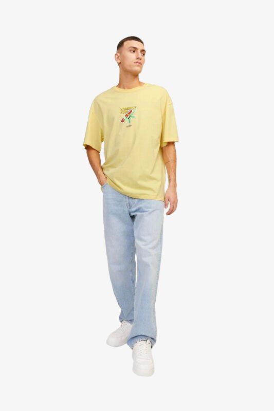 Jack & Jones Jorblockpop Erkek Sarı T-Shirt 12254169-ItalianStraw - 2
