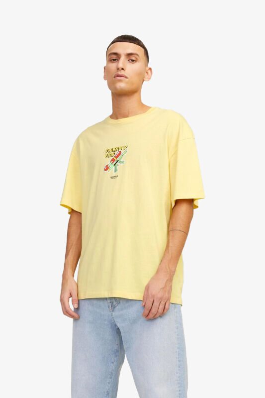 Jack & Jones Jorblockpop Erkek Sarı T-Shirt 12254169-ItalianStraw - 1