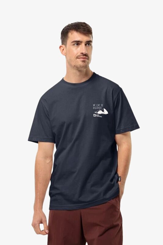 Jack Wolfskin Dıscover T M Erkek Mavi T-Shirt 1809761TR-16459 - 1