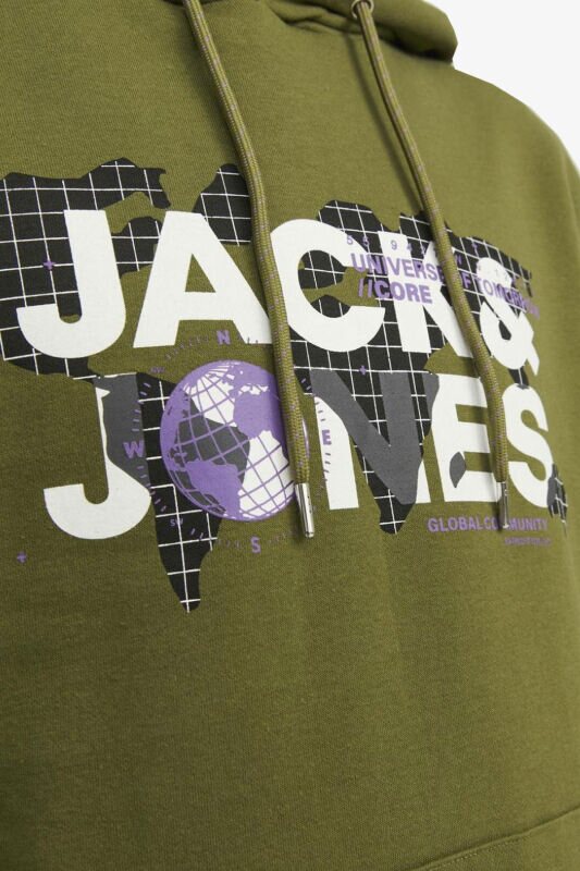 Jack & Jones Jcodust Sweat Hood Sn Erkek Haki Sweatshirt 12240214-Olive - 2