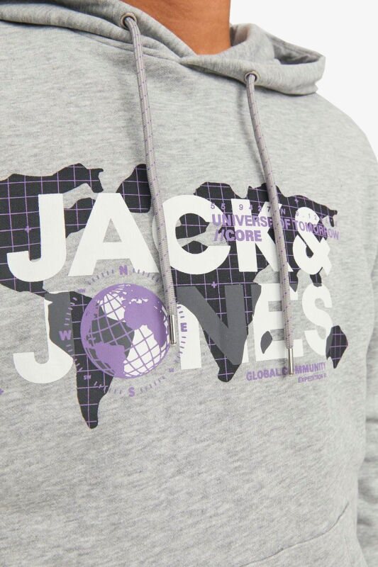 Jack & Jones Jcodust Sweat Hood Sn Erkek Gri Sweatshirt 12240214-Grey - 2