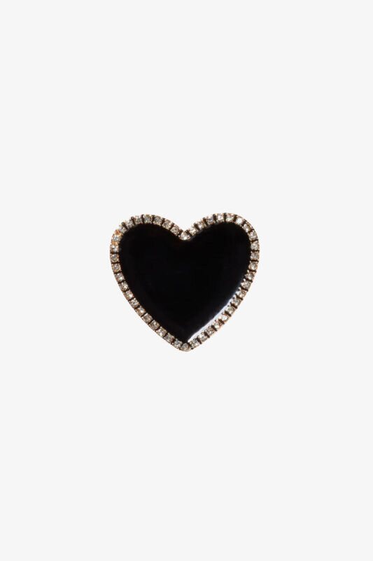 Jibbitz Black Heart With Gold Outline Terlik Süsü 10011084-1 - 1