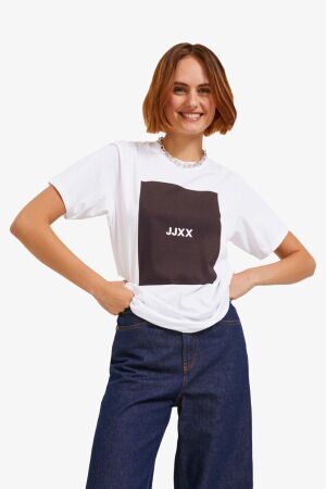 JJXX Jxamber Rlx Ss Every Square Tee Jrs Noos Kadın Gri T-Shirt 12204837-Bright - 1