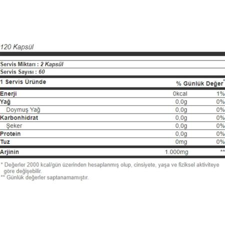Nutrend Nu Argının 120Caps Aromasız Unisex Amino Asitler EKP0053 - 2