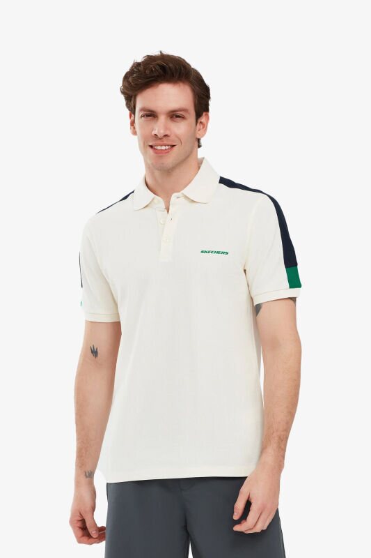 Skechers M Colorblock Polo Erkek Beyaz T-Shirt S221047-102 - 1