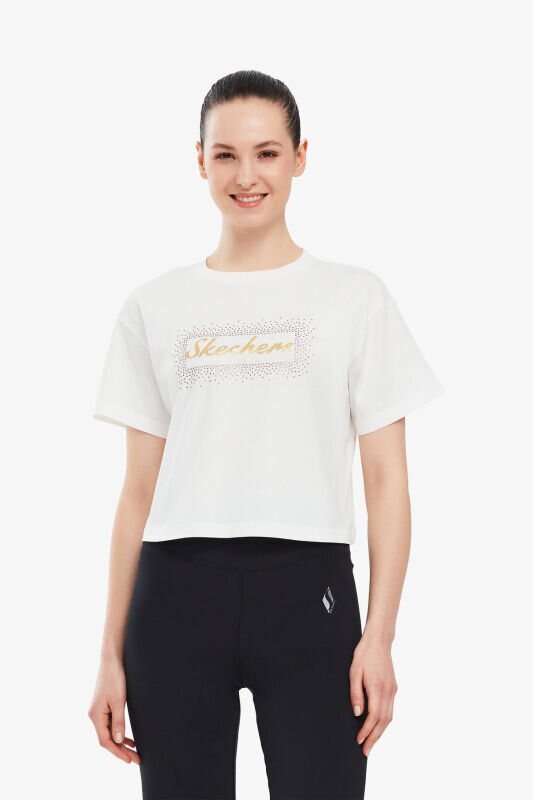 Skechers W Graphic Tee Shiny Logo Kadın Beyaz T-Shirt S221460-102 - 1