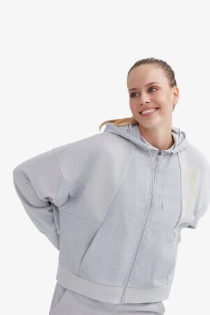Skechers W LW Fleece Full Zip Hoodie Sweatshirt Kadın Gri Sweatshirt S232287-032 - 2