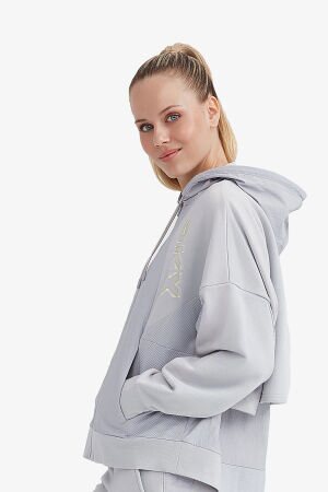Skechers W LW Fleece Full Zip Hoodie Sweatshirt Kadın Gri Sweatshirt S232287-032 - 5