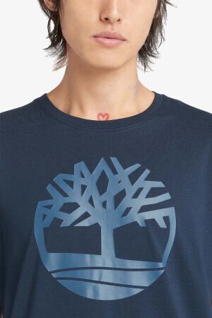 Timberland Tree Logo Short Sleeve Erkek Mavi T-Shirt TB0A2C2RZ021 - 4