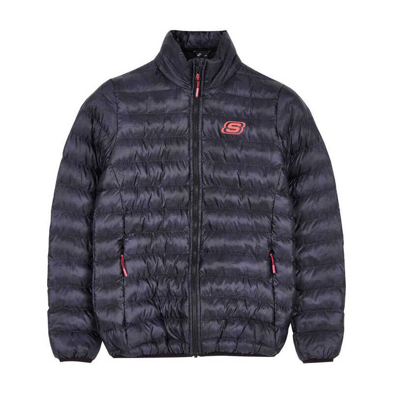 Skechers W Outerwear All-Over Printed Jacket Siyah Kadın Mont S222027-001 - 1