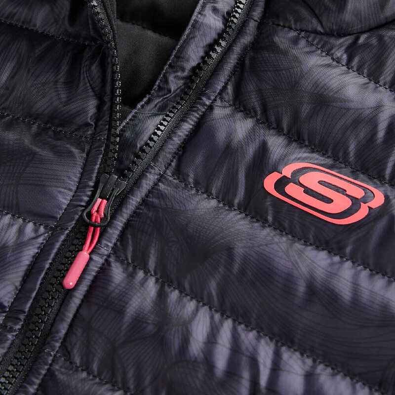 Skechers W Outerwear All-Over Printed Jacket Siyah Kadın Mont S222027-001 - 3